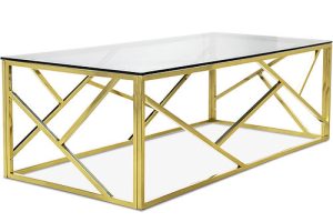 Glamorous Gold Metal Coffee Table Set