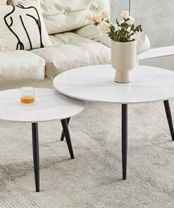Modern White Marble Nesting Coffee Table Set