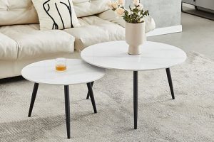 Modern White Marble Nesting Coffee Table Set