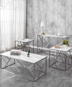 Silver Marble Coffee Table Set
