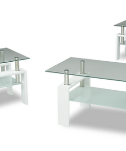 Sleek Glass Coffee Table Set with White Accents
