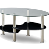 Glass Coffee Table with Glossy Black Shelf