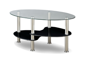 Glass Coffee Table with Glossy Black Shelf