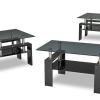 Smoked Glass Coffee Table Set with Black Accents