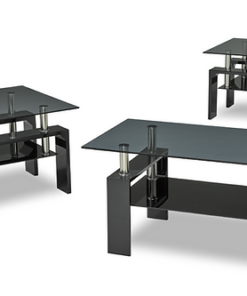 Smoked Glass Coffee Table Set with Black Accents
