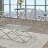 Stainless Steel Coffee Table Set with Glass Tops