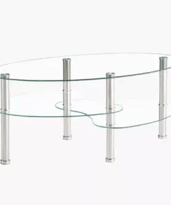 Tempered Glass Coffee Table with Curved Shelf