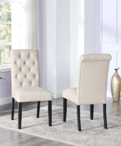 Alternative view of DINING CHAIR SET OF 2 BEIGE