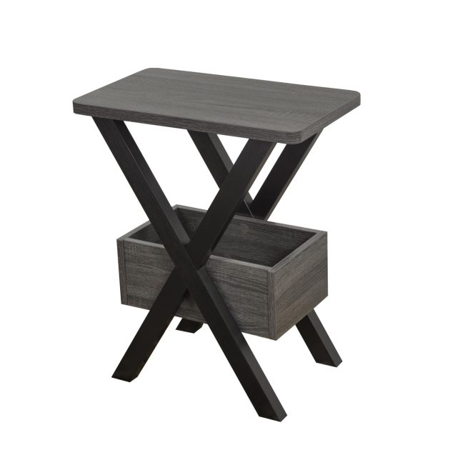 CHAIRSIDE TABLE- GREY & BLACK