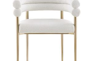 DINING CHAIR SET OF 2 - CREAM/GOLD