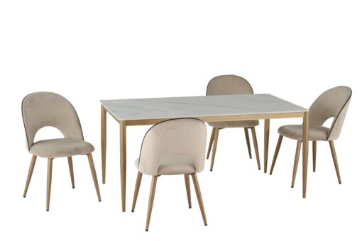 Alternative view of DINING CHAIR SET OF 2 BEIGE