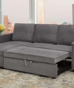 Sofa Bed with Storage Chaise – Beige