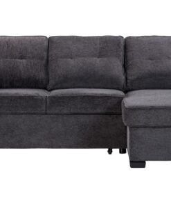 Compact Charcoal Sleeper Sofa with Chaise