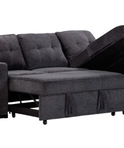 Compact Charcoal Sleeper Sofa with Chaise