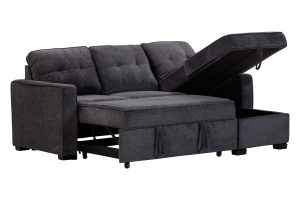 Compact Charcoal Sleeper Sofa with Chaise