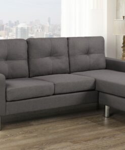 Dark Grey Sectional Sofa with Chrome Legs