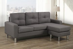 Dark Grey Sectional Sofa with Chrome Legs