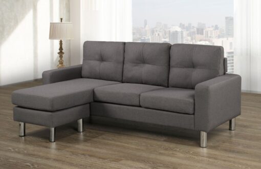 Alternative view of Dark Grey Sectional Sofa with Chrome Legs