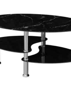 Glass Coffee Table in Black Marble