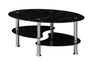 Glass Coffee Table in Black Marble