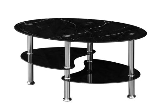 Glass Coffee Table in Black Marble