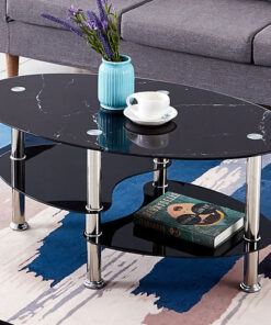 Glass Coffee Table in Black Marble