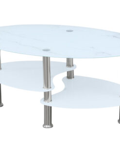 White Marble Effect Glass Coffee Table