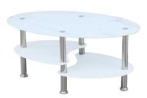 White Marble Effect Glass Coffee Table