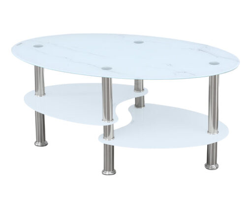 White Marble Effect Glass Coffee Table