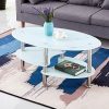 White Marble Effect Glass Coffee Table