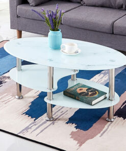 White Marble Effect Glass Coffee Table