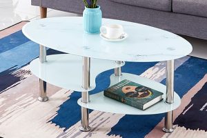 White Marble Effect Glass Coffee Table