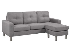 Grey Sectional Sofa with Chrome Legs