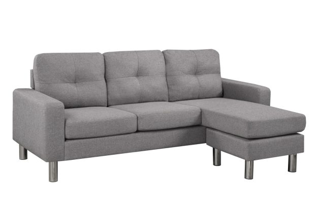 Grey Sectional Sofa with Chrome Legs