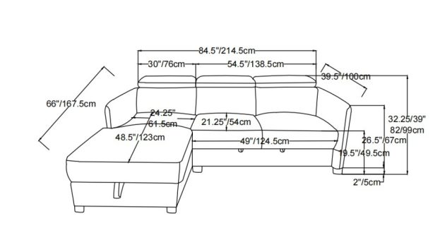 LHF Sectional Sleeper - Grey