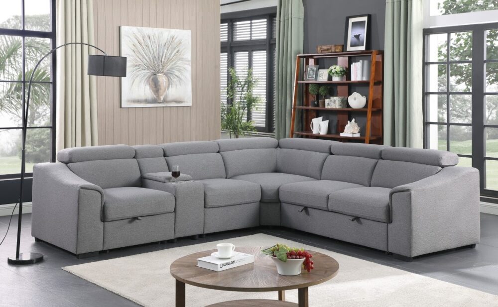 Alternative view of RHF Sectional Sofa Bed - Grey