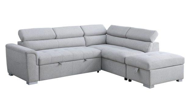 Sectional Sofa Bed with Storage in Light Grey