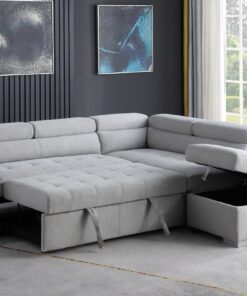 Sectional Sofa Bed with Storage in Light Grey