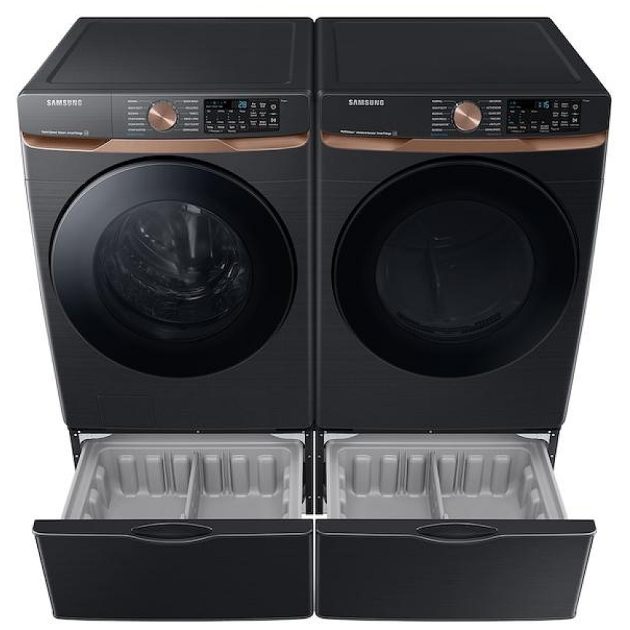 Samsung 5.8 Cu.Ft. Front Load Steam Washer & 7.5 Cu. Ft. Electric Steam Dryer - Black Stainless Steel - Image 7