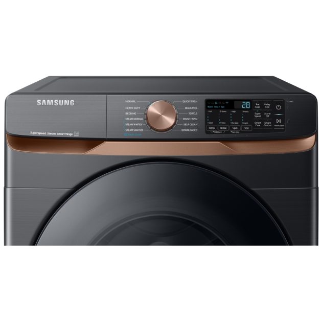 Samsung 5.8 Cu.Ft. Front Load Steam Washer & 7.5 Cu. Ft. Electric Steam Dryer - Black Stainless Steel - Image 12