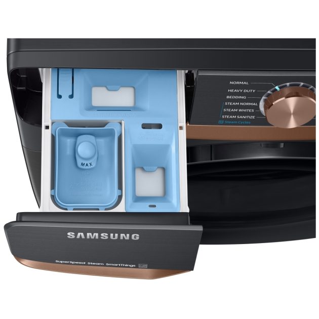 Samsung 5.8 Cu.Ft. Front Load Steam Washer & 7.5 Cu. Ft. Electric Steam Dryer - Black Stainless Steel - Image 3