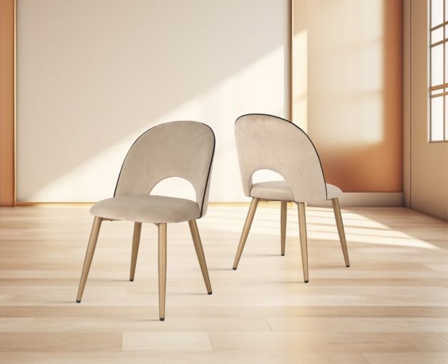 DINING CHAIR SET OF 2 BEIGE - Image 3