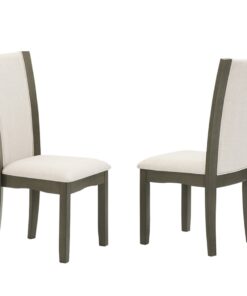 DINING CHAIR SET OF 2 GREY/BEIGE