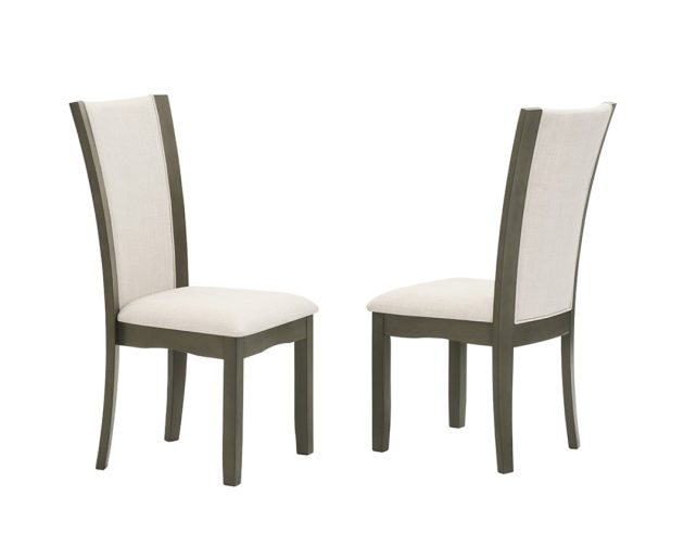 DINING CHAIR SET OF 2 GREY/BEIGE