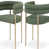 DINING CHAIR SET OF 2 - GREEN/GOLD