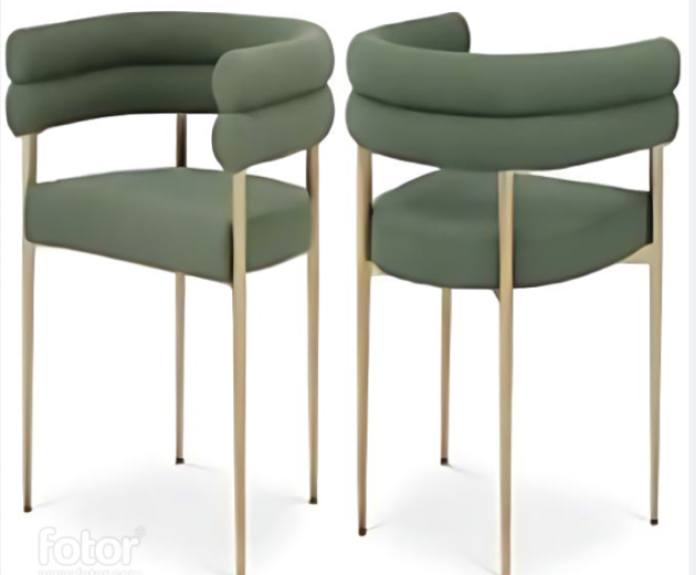 DINING CHAIR SET OF 2 - GREEN/GOLD