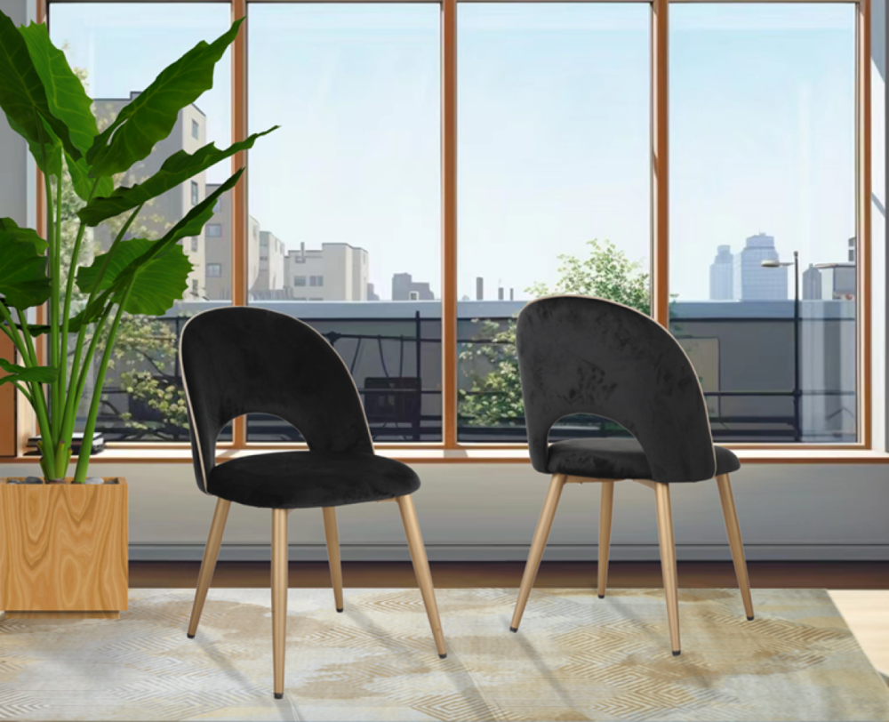 Alternative view of DINING CHAIR SET OF 2 BLACK