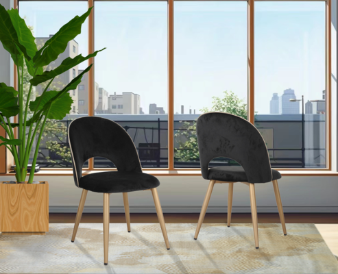 Alternative view of DINING CHAIR SET OF 2 BLACK