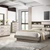 Queen 8 Piece Bedroom Set Natural Whitewash Finish