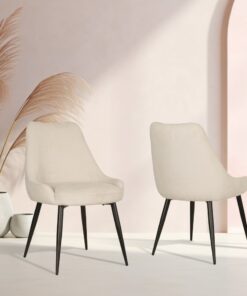 Alternative view of DINING CHAIR SET OF 2 BEIGE